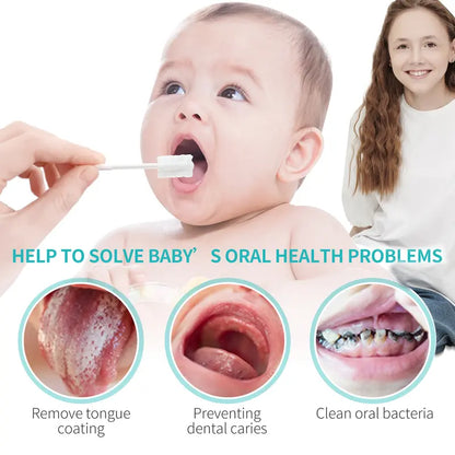 30PCS Disposable Newborn Baby Items - Soft Gauze Oral Care Solid Swabs with Double Suture Fastening