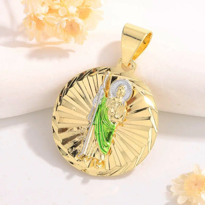 Plated Saint Jude Medal Pendant Necklace - Religious Catholic Jewelry