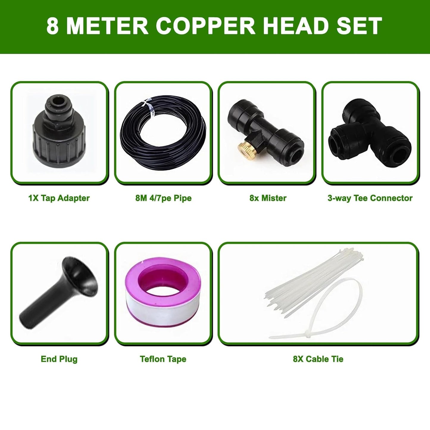 Spray Hose Water Misting System Watering System with Brass Nozzles