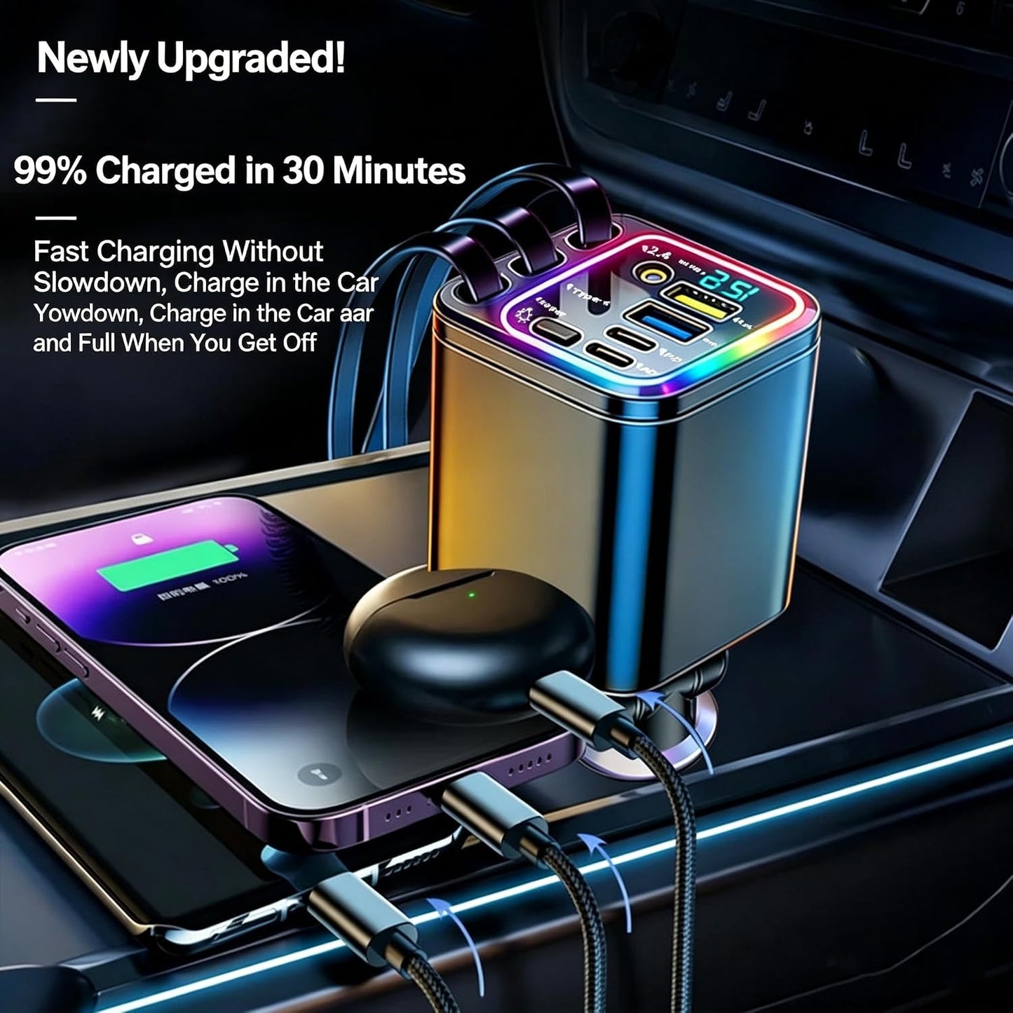 102W Star Lights Fast Charging Car Charger | Car Charger USB C
