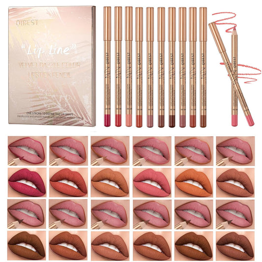 QIBEST 12PCS Matte Lip Liner Set