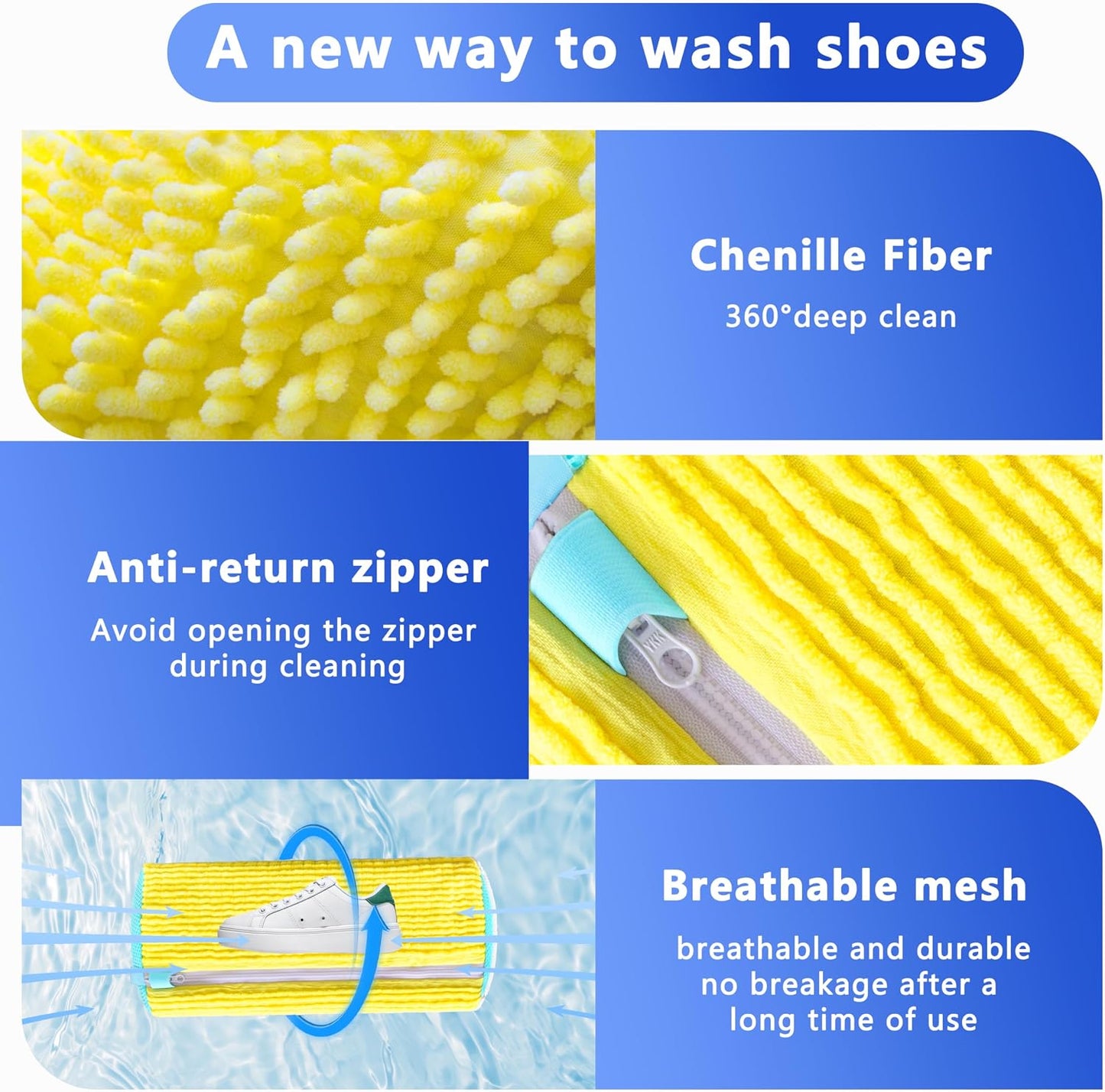 2Pcs Reusable Shoe Washing Machine Bag for Washer and Dryer