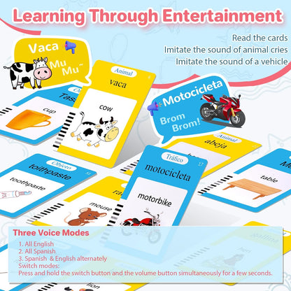 224 Words Spanish & English Talking Flash Cards for Toddler