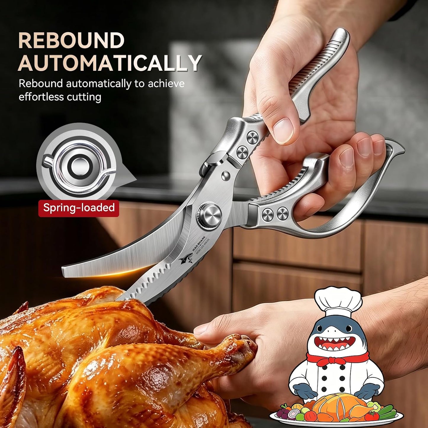 Heavy Duty Poultry Shears Kitchen Scissors for Chicken, Meat Cutting, Turkey, Fish, Vegetables