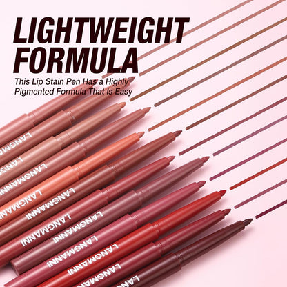 12 Colors Sculpting Matte Velvet Lip Liner Set, Smooth Creamy Texture,Waterproof And High Pigmented