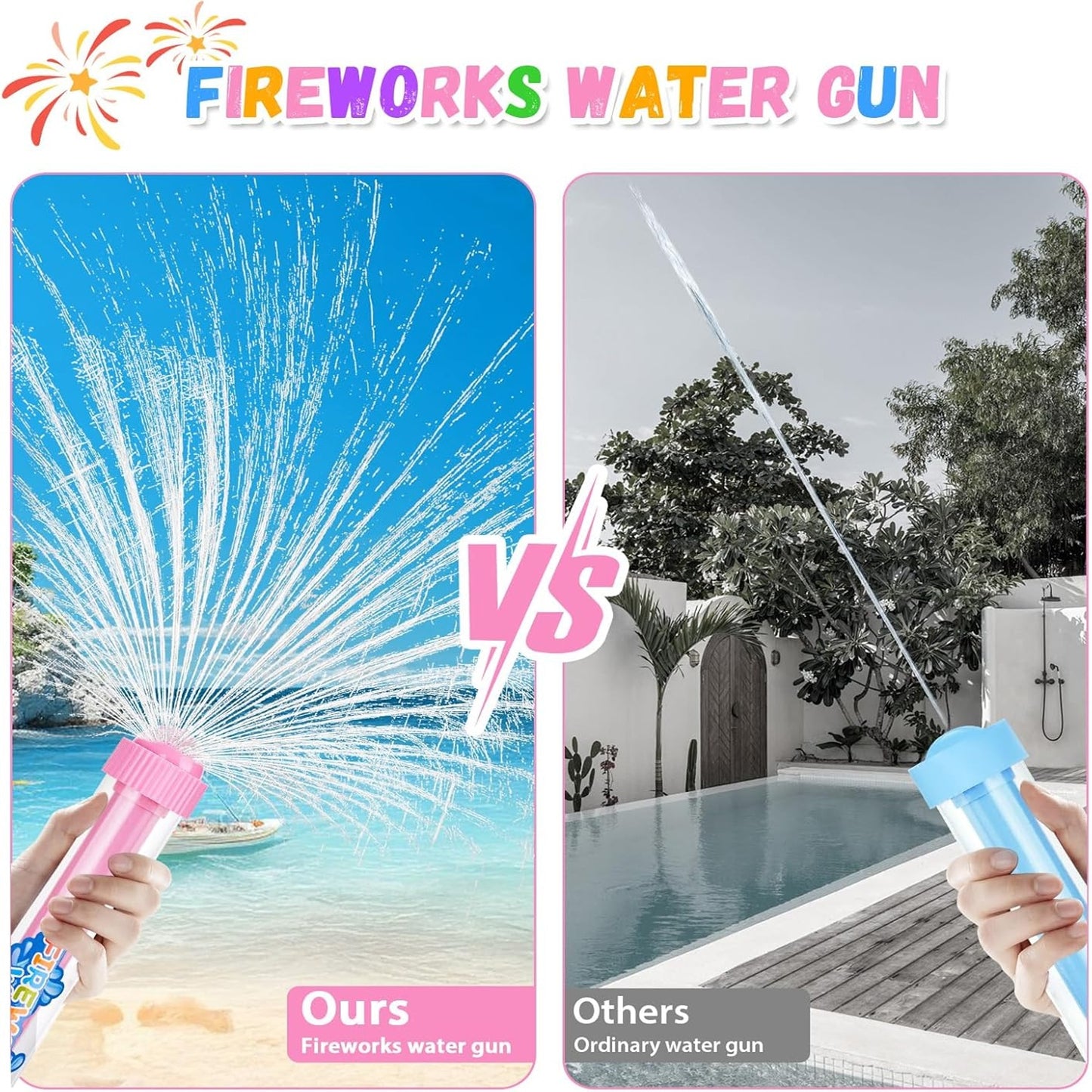 2PCS Creativity Fireworks Water Gun, Sprays Water Like Fireworks, Squirt Gun for Kids