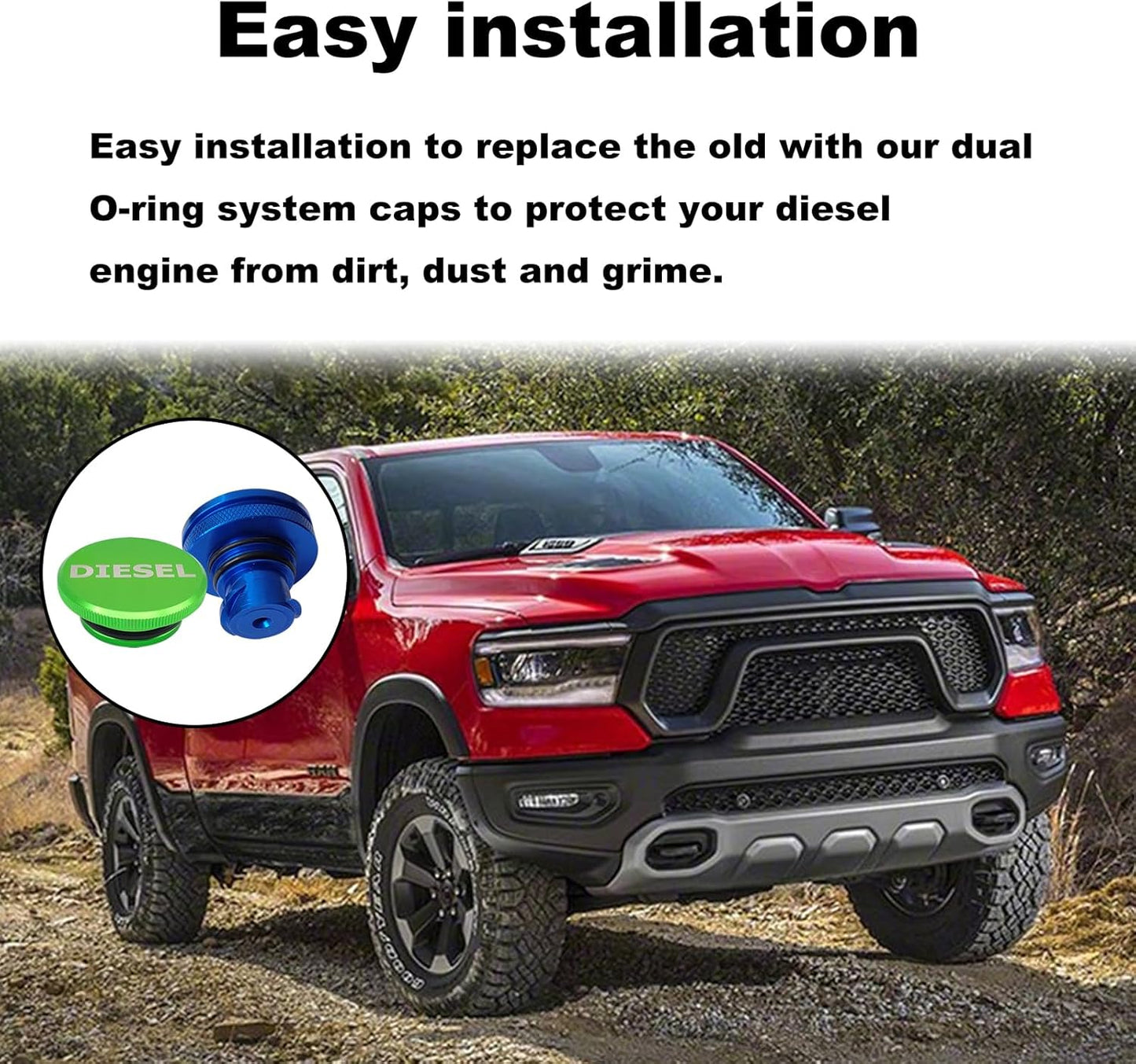 2Pcs Magnetic Diesel Fuel Cap Compatible with Dodge Ram