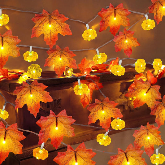 Autumn Maple Leaf and Pumpkin Vine Decoration for Halloween Thanksgiving Christmas Decor Wedding Party