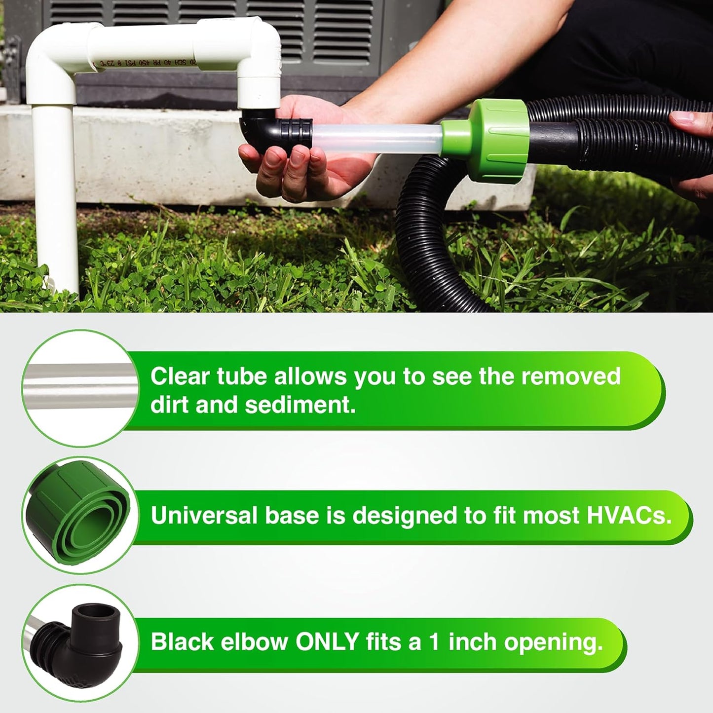 AC Drain Line Cleaner - Shop Vac Adapter for HVAC Condensate & Air Conditioner Clogs