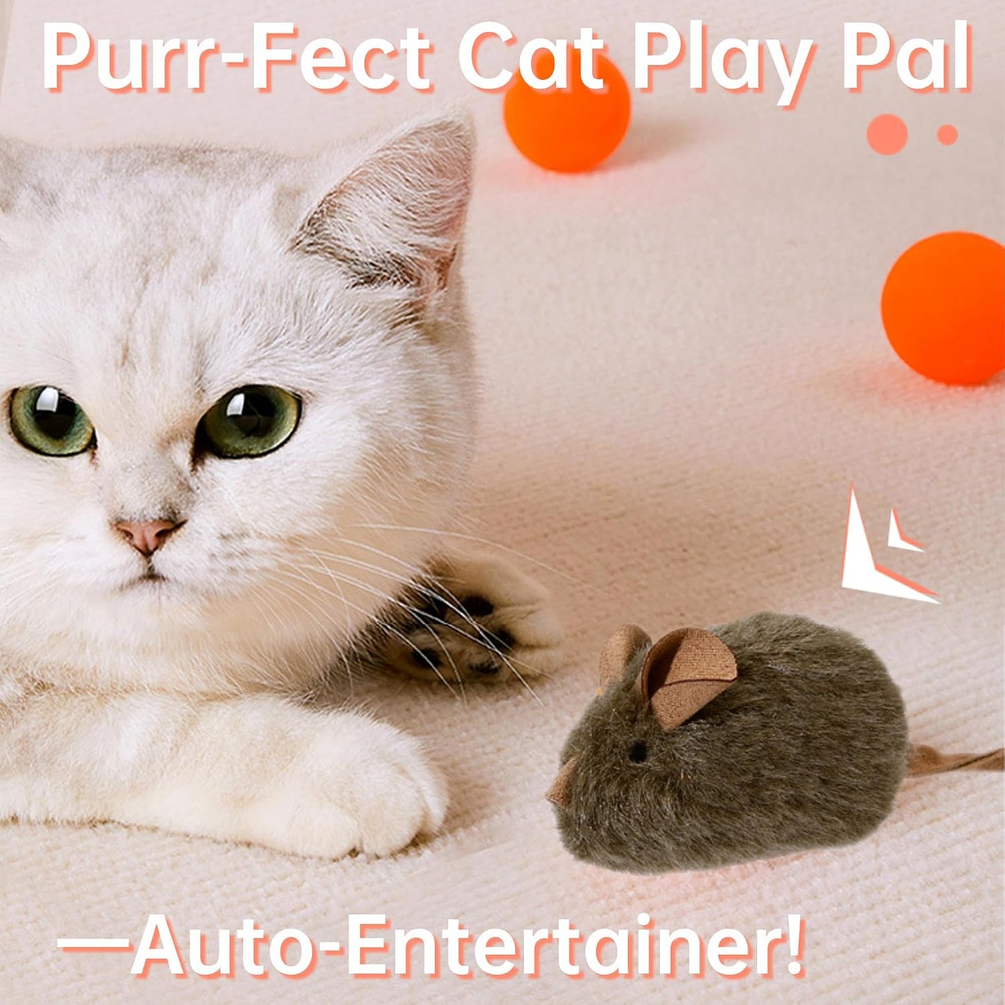 3 Pack Furry Cat Mouse Toy with Rattle Sound,Interactive Cat Toy 5.5” Realistic Size