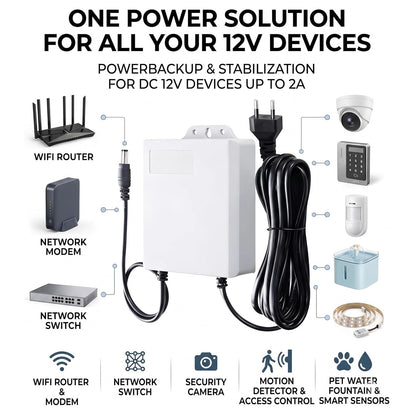 12V 2A Mini UPS Uninterruptible Power Supply DC Battery Backup