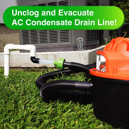 AC Drain Line Cleaner - Shop Vac Adapter for HVAC Condensate & Air Conditioner Clogs