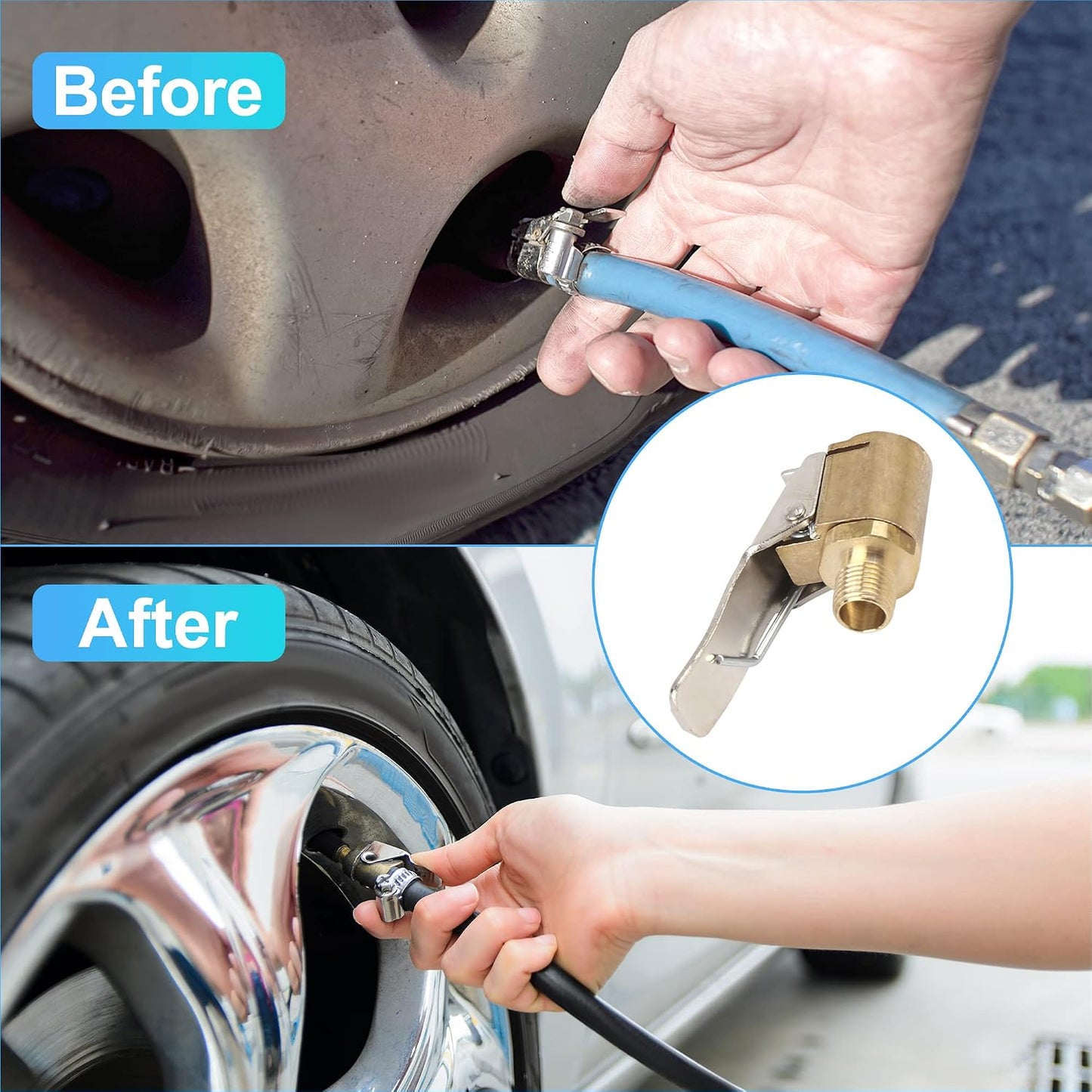 2pcs Air Chuck Tire Inflator Compressor Pump Connect Accessories