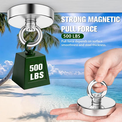 500 lbs Heavy Duty Fishing Magnets with Countersunk Hole