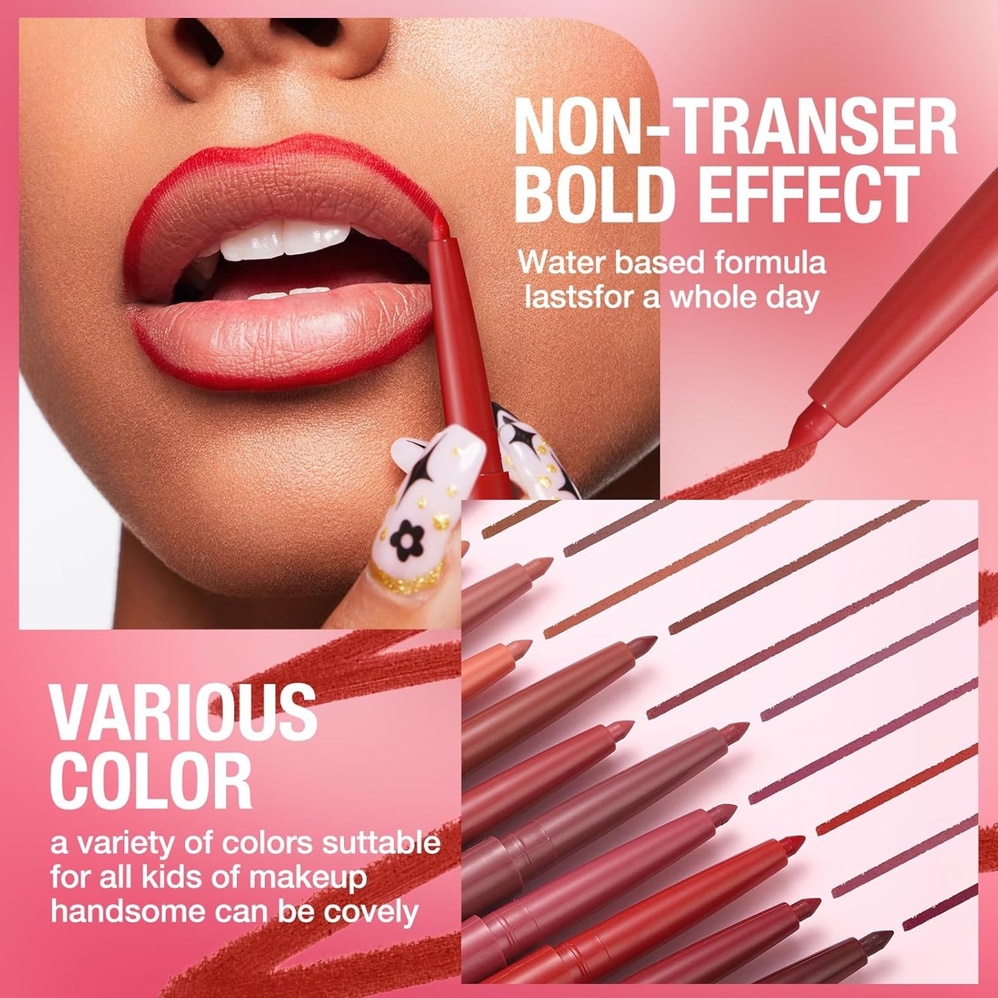 12 Colors Sculpting Matte Velvet Lip Liner Set, Smooth Creamy Texture,Waterproof And High Pigmented