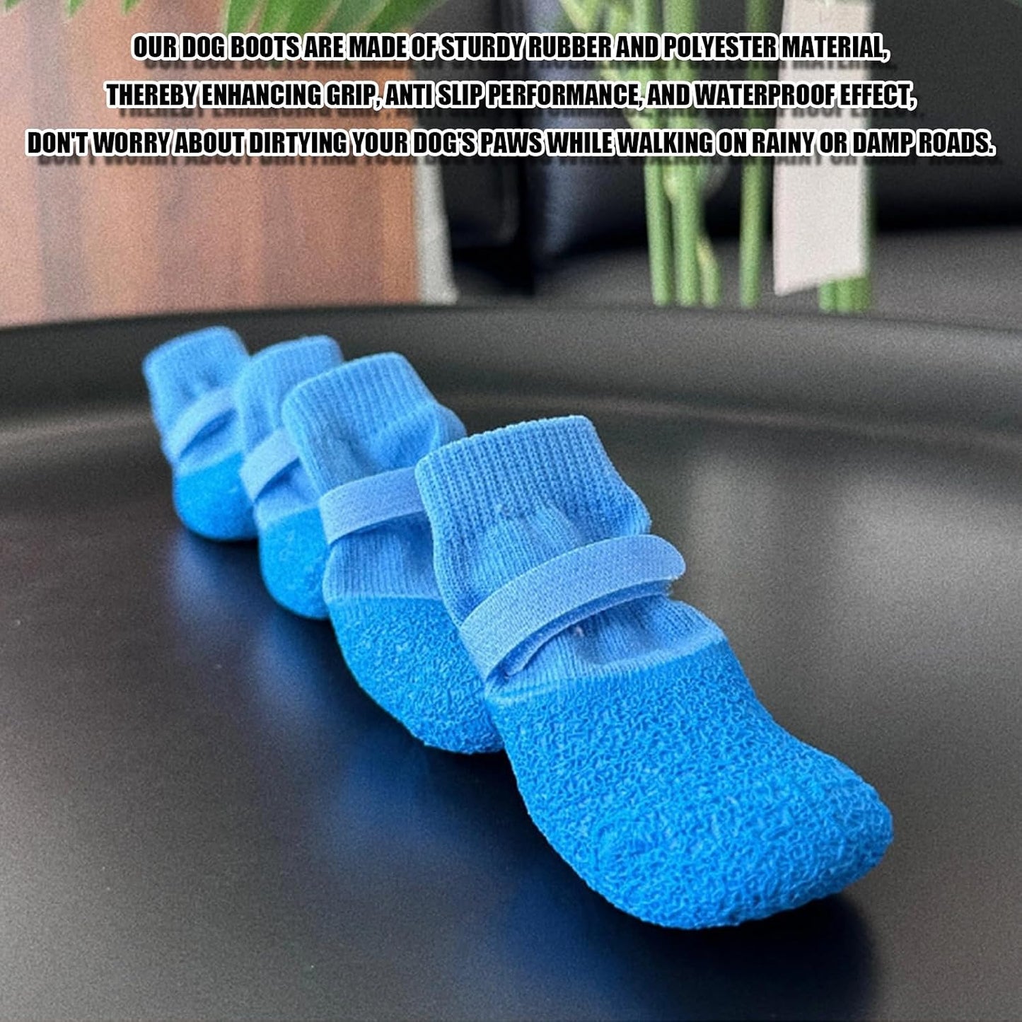 4 Pack Anti Slip Waterproof Adjustable Dog Socks Boots