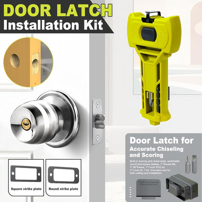 Door Latch Mortise Tool, Professional Precision Scoring and Chiseling Kit for Square and Round Latch Installation