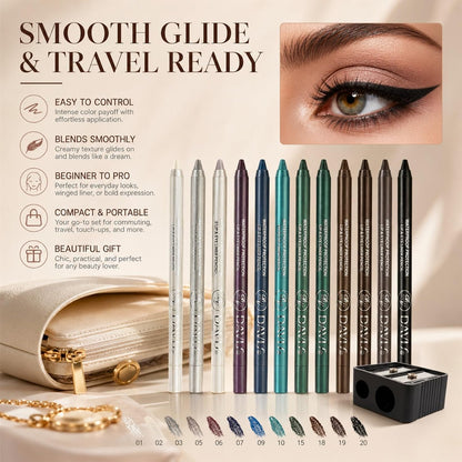 MooGlamor 12 Color Gel Eyeliner Pencils Waterproof Long Wear With Sharpener