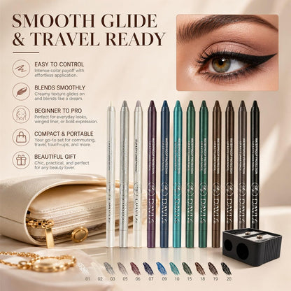 12 Color Gel Eyeliner Pencils Waterproof Long Wear With Sharpener