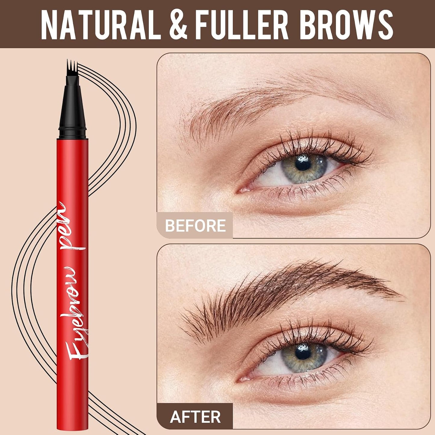 Vevivia Beauty Eyebrow Pen, Precise 4-Tip Brow Pencil for Natural-Looking Fuller Brows