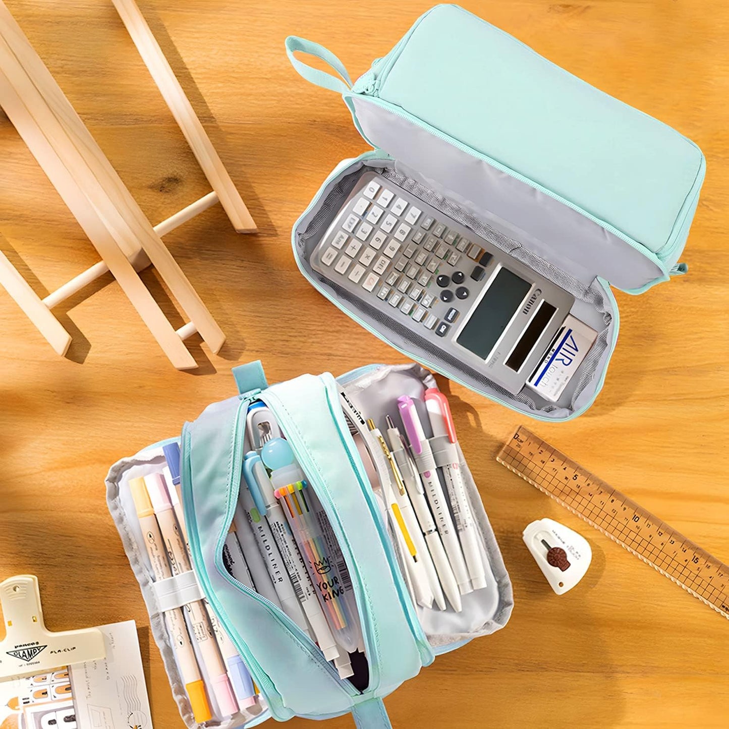 Portable Large Capacity Pencil Pouch Bag with Zipper