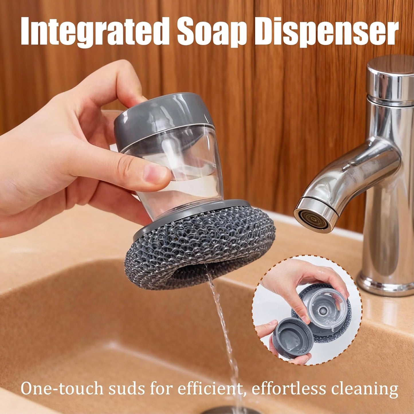 Comfort Grip Dish Scrubber with Soap Dispenser Set