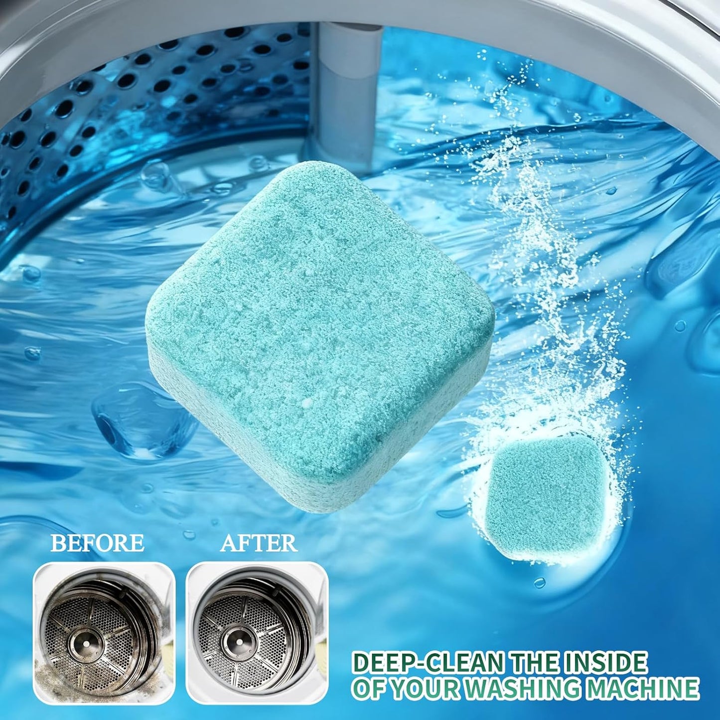Washing Machine Cleaner Tablets 12 Pack, Deep Clean HE Front Load Top Load Washer, Remove Stubborn Pet Hair Odors