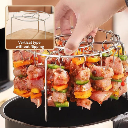 Air Fryer Grill Skewer Rack, Stainless Steel BBQ Kabob Set
