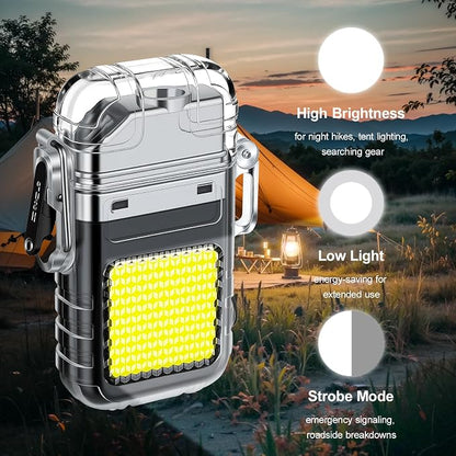 Electric USB Rechargeable Waterproof Lighter with Flashlight