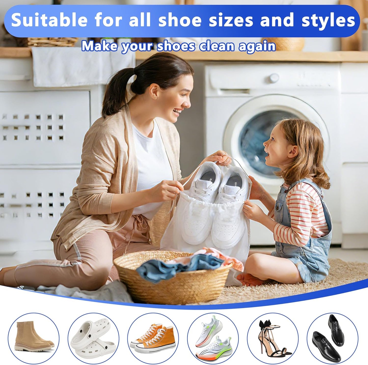 2Pcs Reusable Shoe Washing Machine Bag for Washer and Dryer