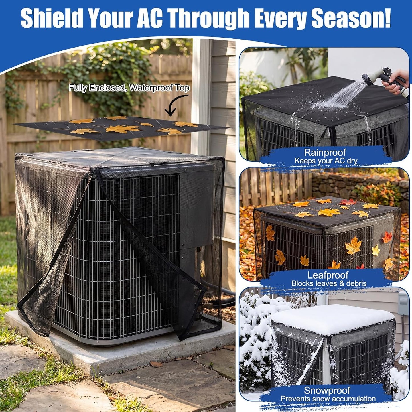 Breathable Mesh AC Cover with Waterproof Top for Outside Units