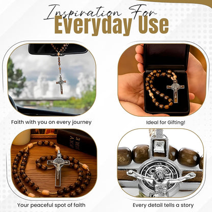 Classic Wooden Rosary Beads ,Handmade Catholic Rosary for Men and Women