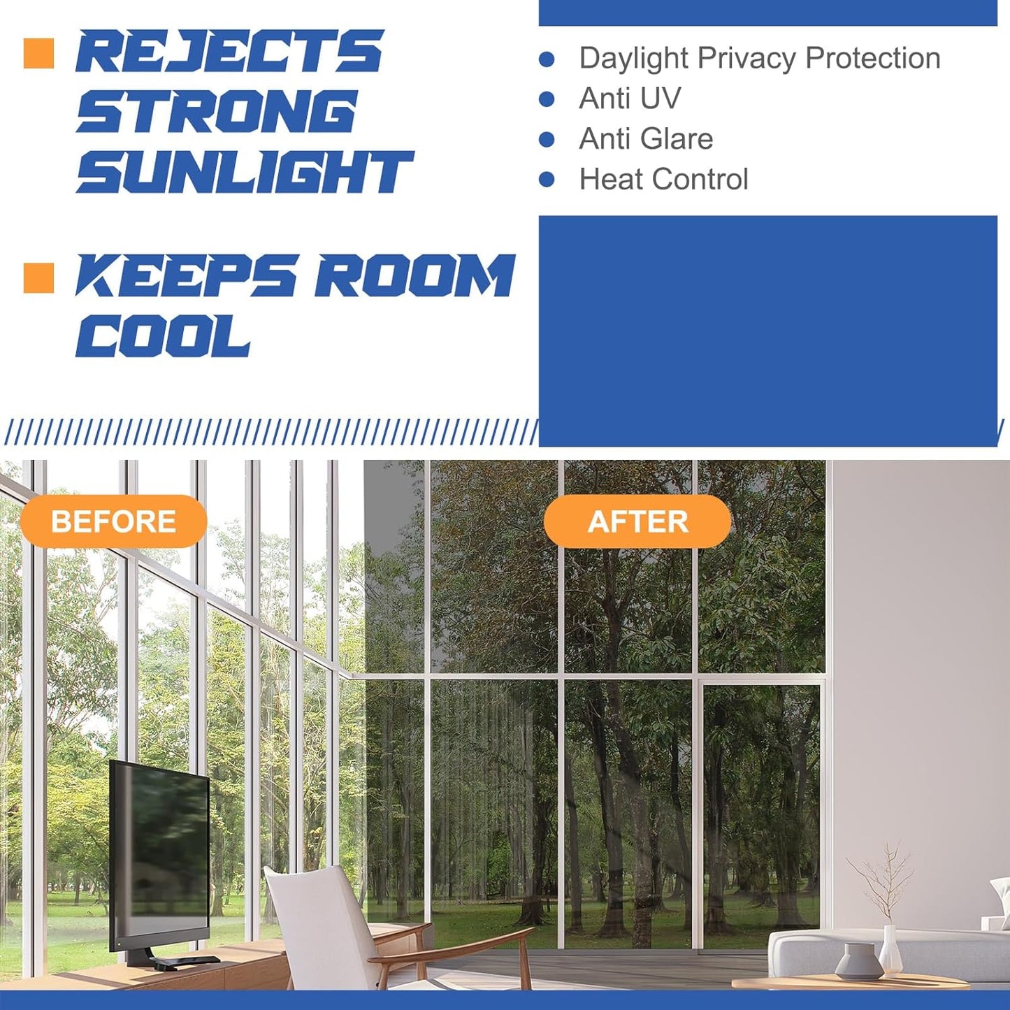 One Way Window Tint Privacy Reflective Anti UV Sun Blocking Thermal Insulated Film