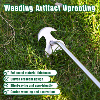 Stainless Steel Handle Manual Weeder Tool, 4- Tooth Weeder Tool for Gardening 16inch