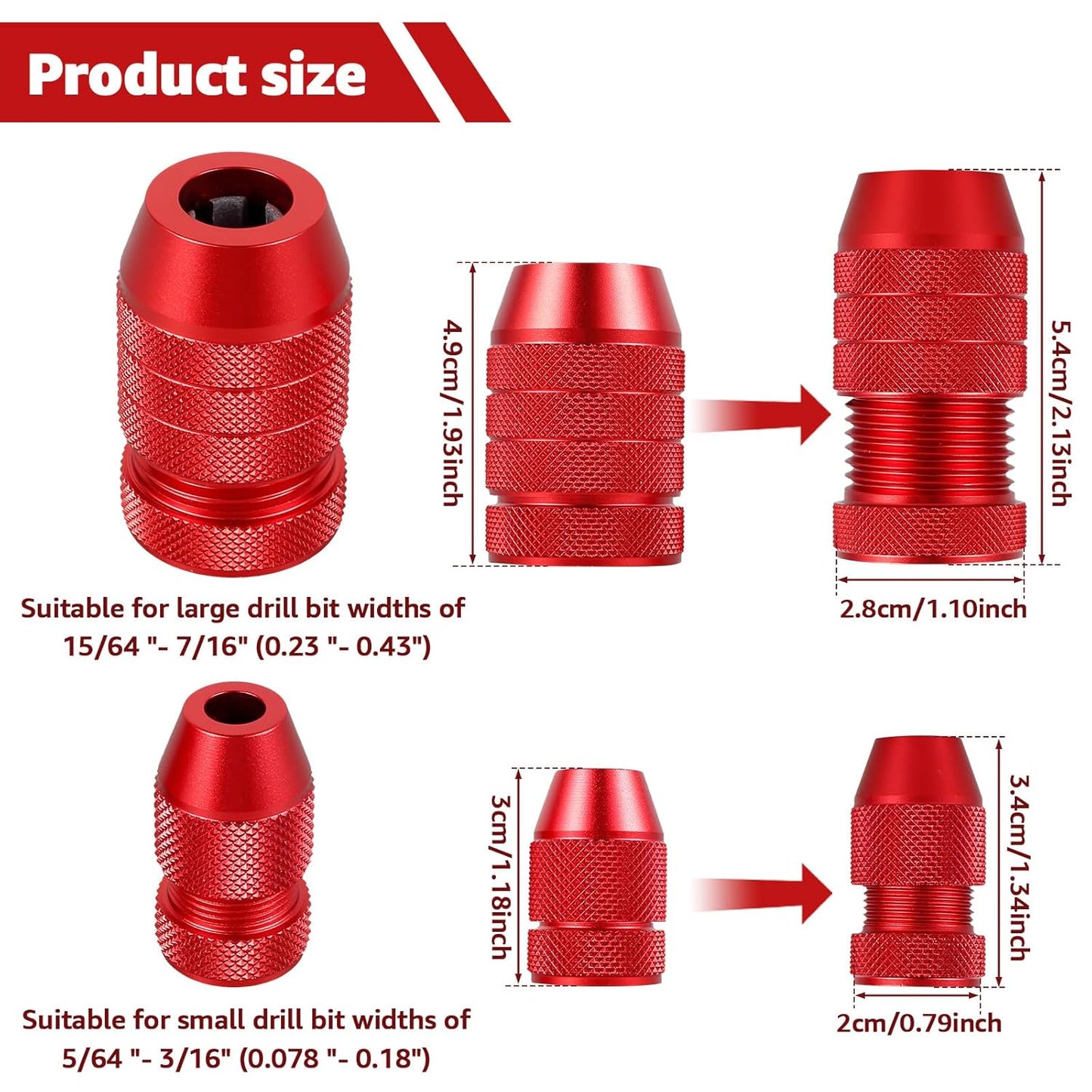 2Pcs Aluminum Alloy Adjustable Drill Bit Stop Collar Set