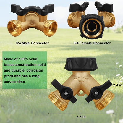 Y Splitter 2 Valves with 2 Extra Rubber Washers