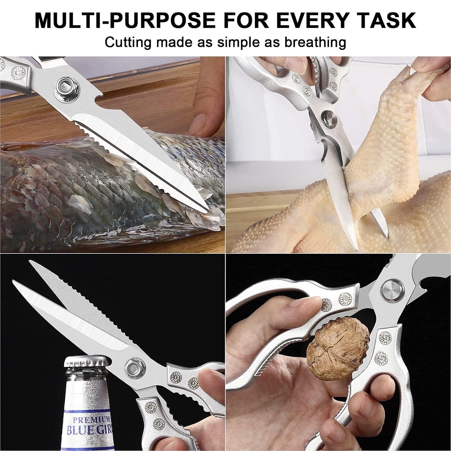 Multi-Purpose Kitchen Shears, Heavy Duty Safe Food Scissors