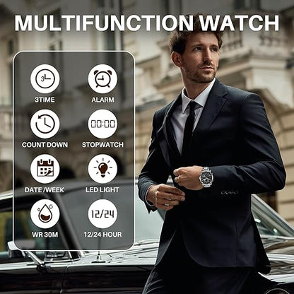 Mens Waterproof Military Analog Digital Business Watch