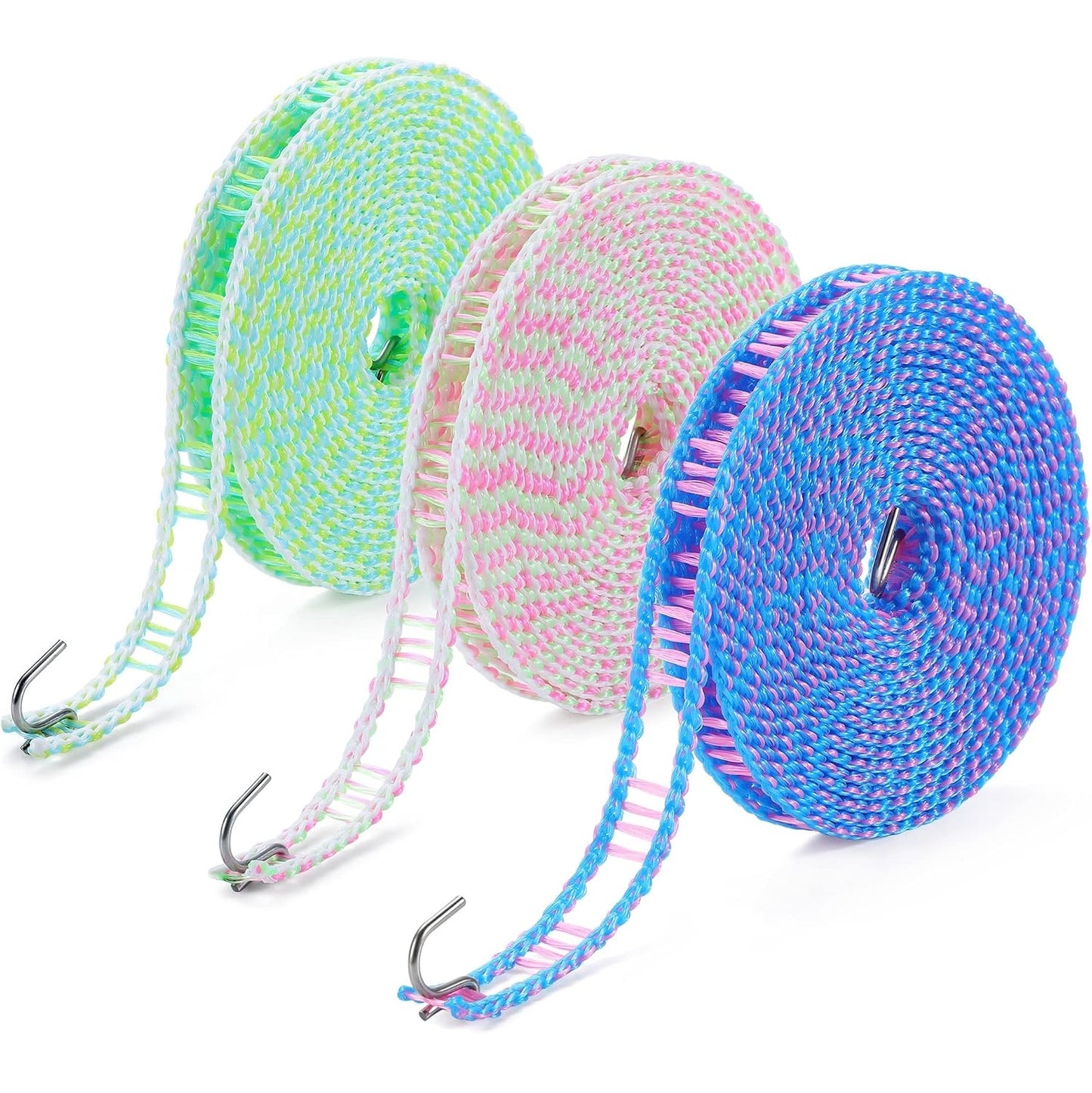 3-Pack Windproof Clothesline with Hooks – Super Strong and Durable