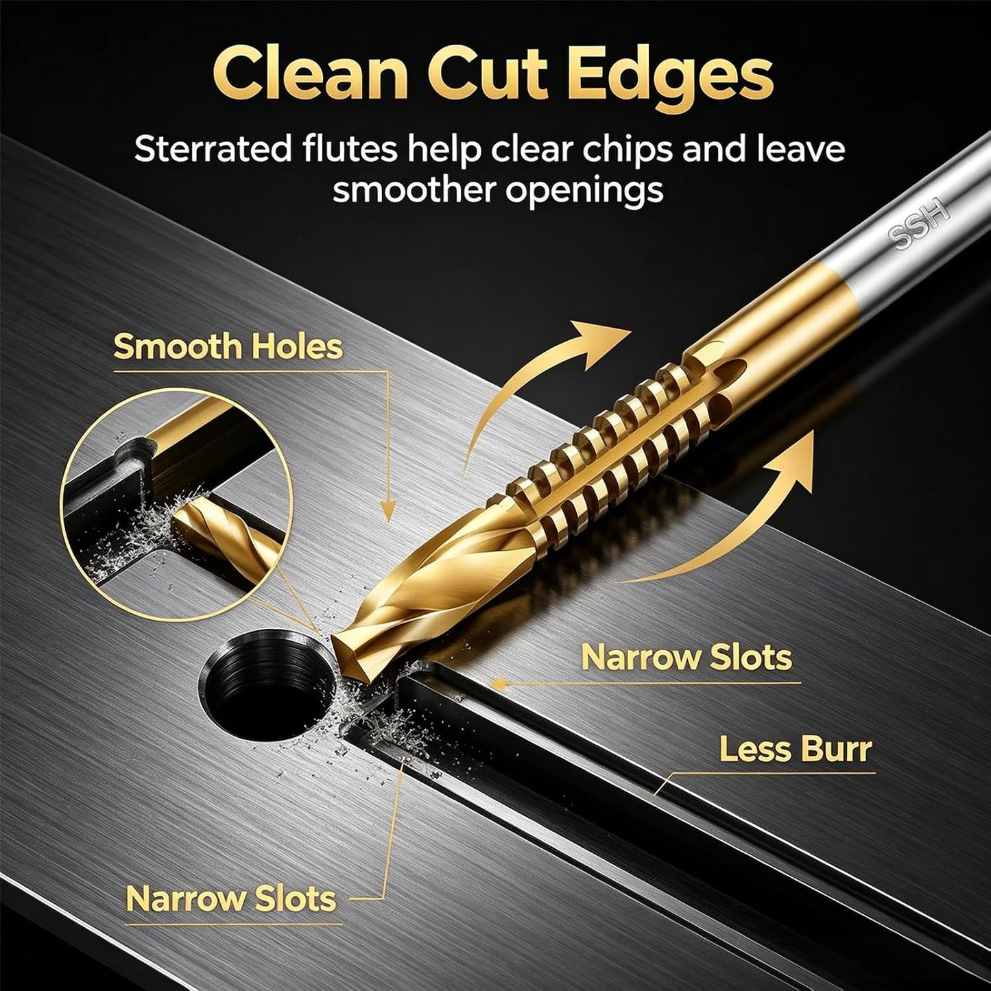 Titanium-Plated High-Speed Steel 6 Counts Metalworking Set