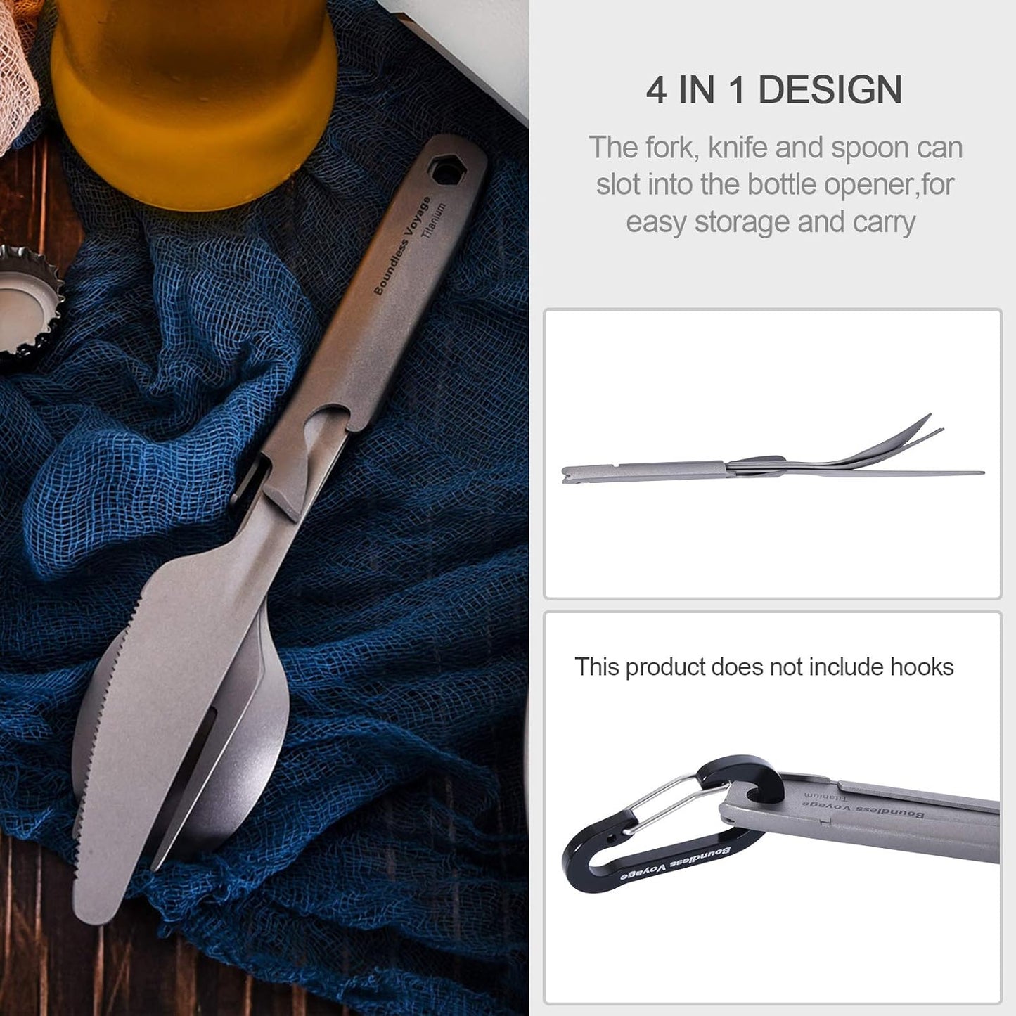 Pure Titanium 4 Sets Outdoor Camping Tableware Tool
