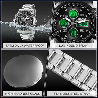 Mens Waterproof Military Analog Digital Business Watch