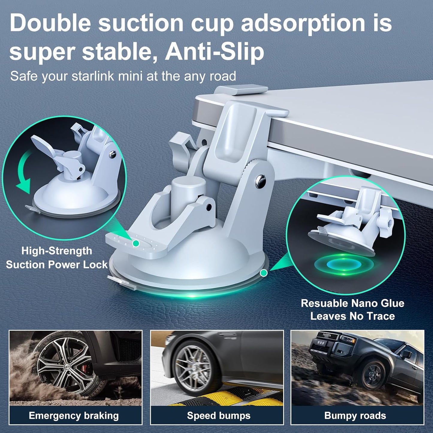 Starlink Mini Car Suction Cup Mount for Dashboard & Windshield
