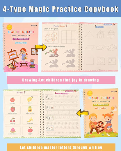 Reusable Writing Practice Book Set Spanish Version for Kids Age 3-8