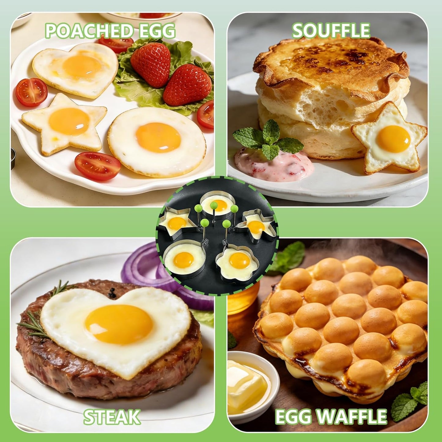 5-Pack Stainless Steel Fried Egg Molds