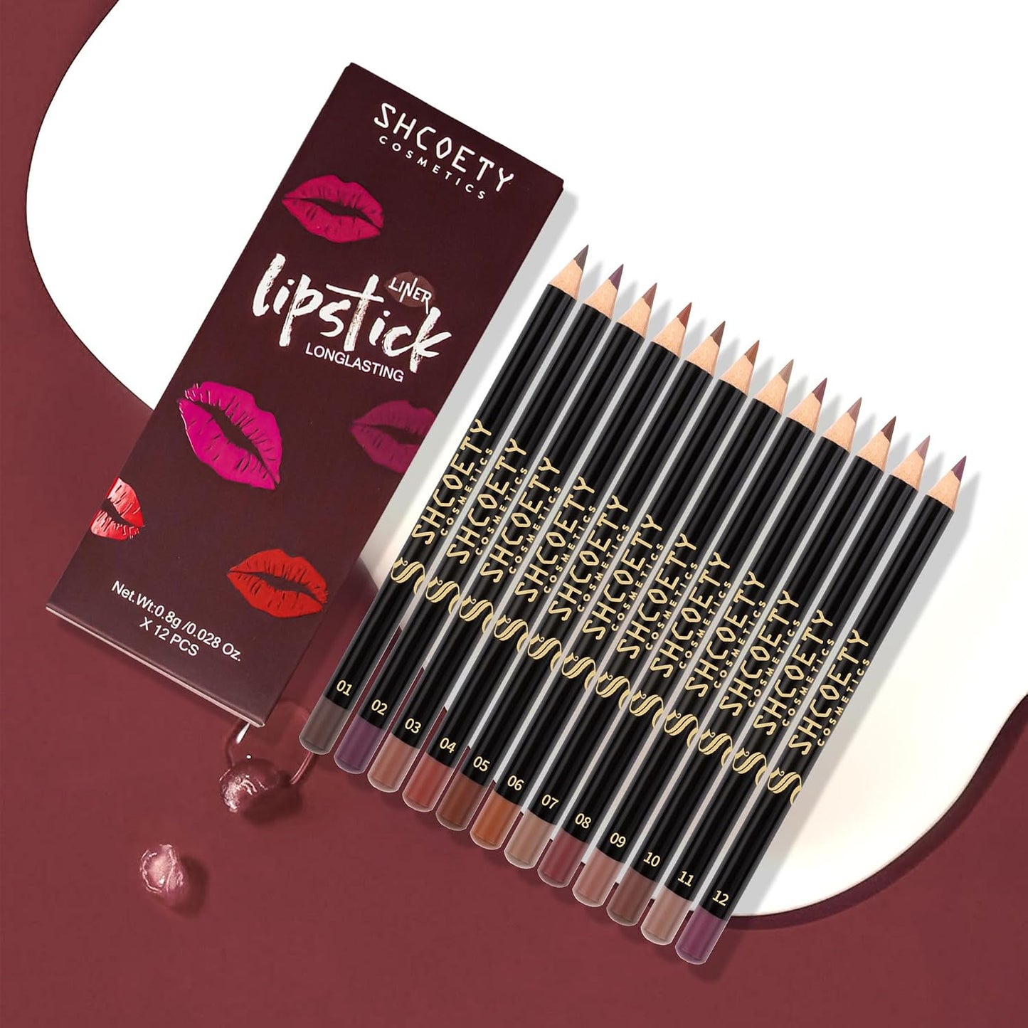12pcs Nude Natural Smooth Lip Line Pencil Set