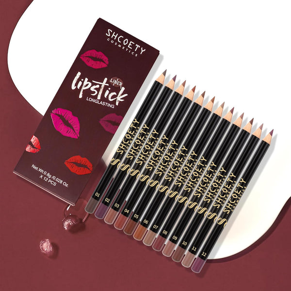 12pcs Nude Natural Smooth Lip Line Pencil Set