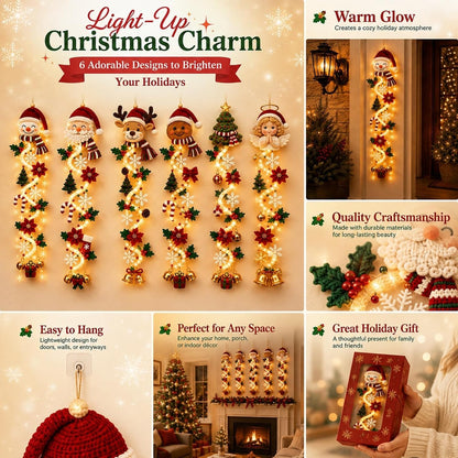 6 Styles Glowing Christmas Door Hanger, Lighted Christmas Door Hanger