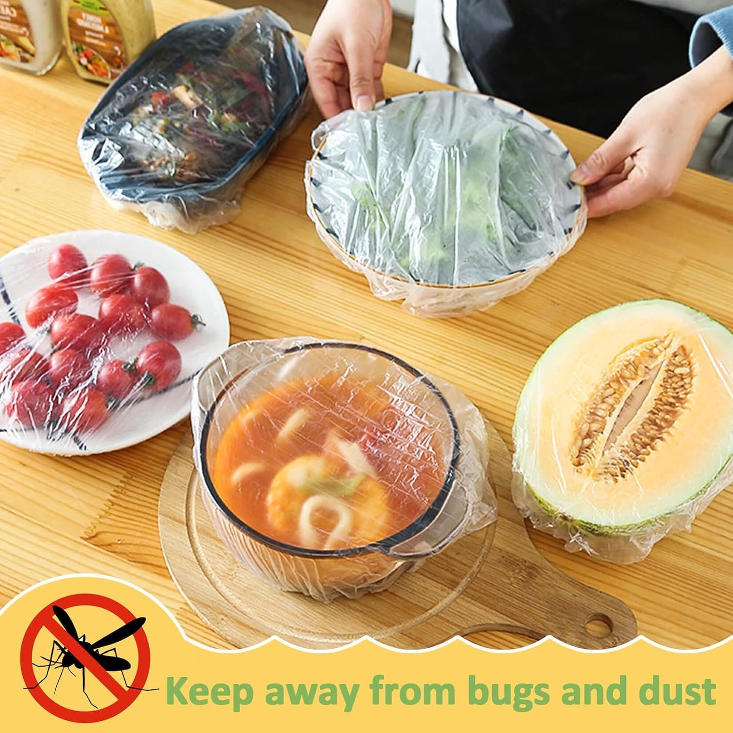 Extra Large Plastic Wrap for Food | Stretch Elastic Food Covers