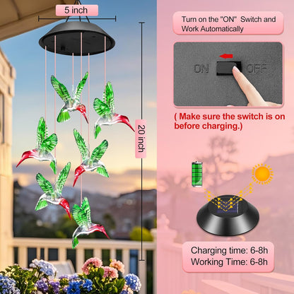 Wind Chimes Waterproof Solar Lights Outdoor Decor